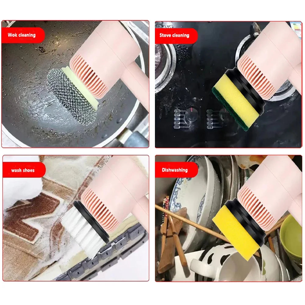 Electric Cleaning Brush Scrubber – USB Rechargeable 3-in-1