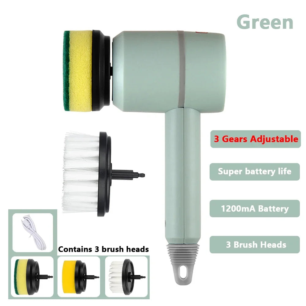 Electric Cleaning Brush Scrubber – USB Rechargeable 3-in-1